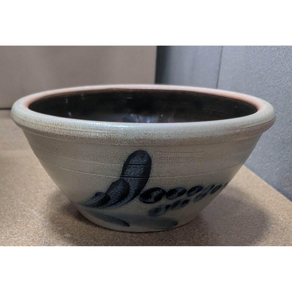 1992 Wisconsin Pottery Salt Glazed Stoneware 8.5" Mixing Bowl - Columbus WI